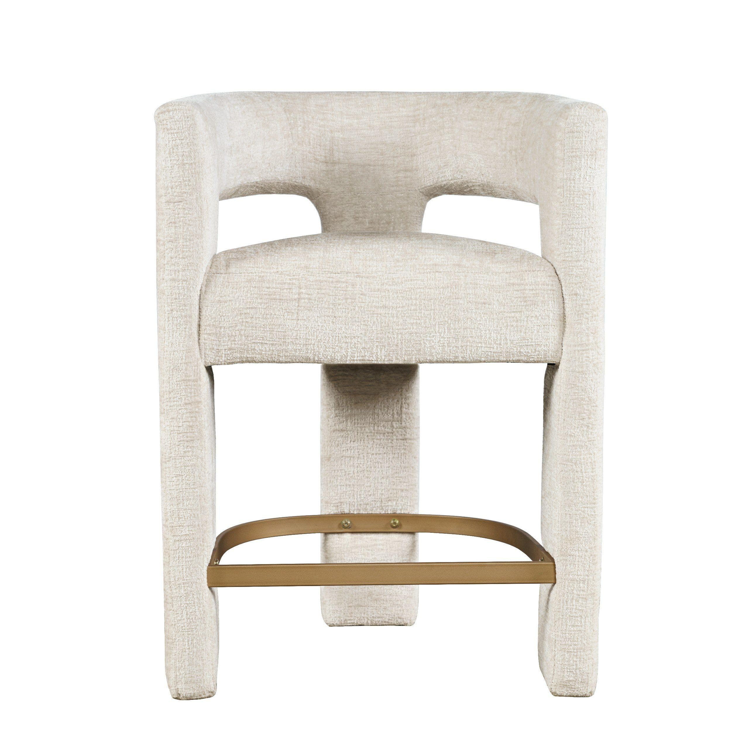 Jofran Gwen Modern Luxury Jacquard Fabric Upholstered Sculpture Counter Stool, Natural | Amazon (US)