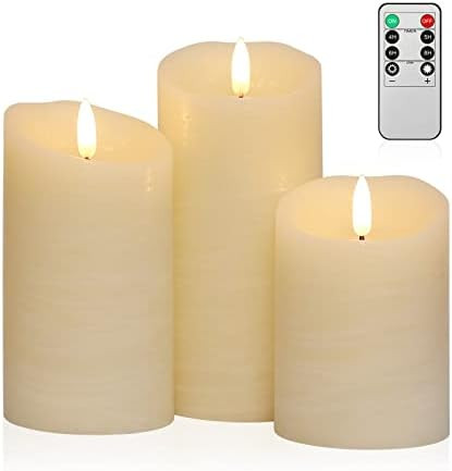 Flickering Flameless Candles with Remote, Real Wax Battery Operated Candles with Timer, Ivory Whi... | Amazon (US)