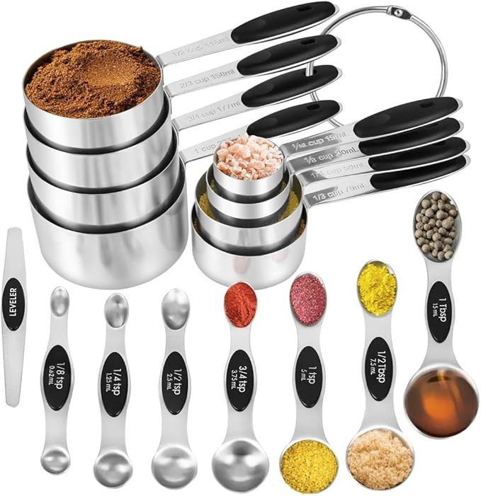16 Pieces Measuring Cups and Magnetic Measuring Spoons Set Stainless Steel,8 Measure Cups with Si... | Amazon (US)