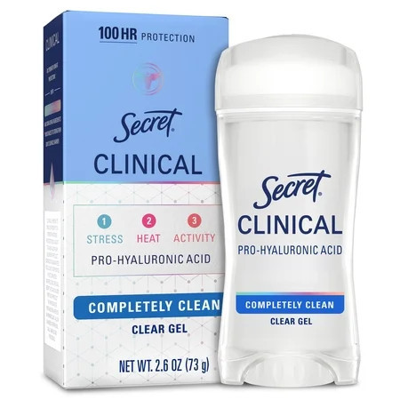 Secret Clinical 100HR Antiperspirant Deodorant, Invisible Solid, Completely Clean, 2.6oz | Walmart (US)
