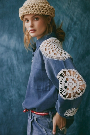 We The Free Washed And Crafted Crochet Polo | Free People (Global - UK&FR Excluded)