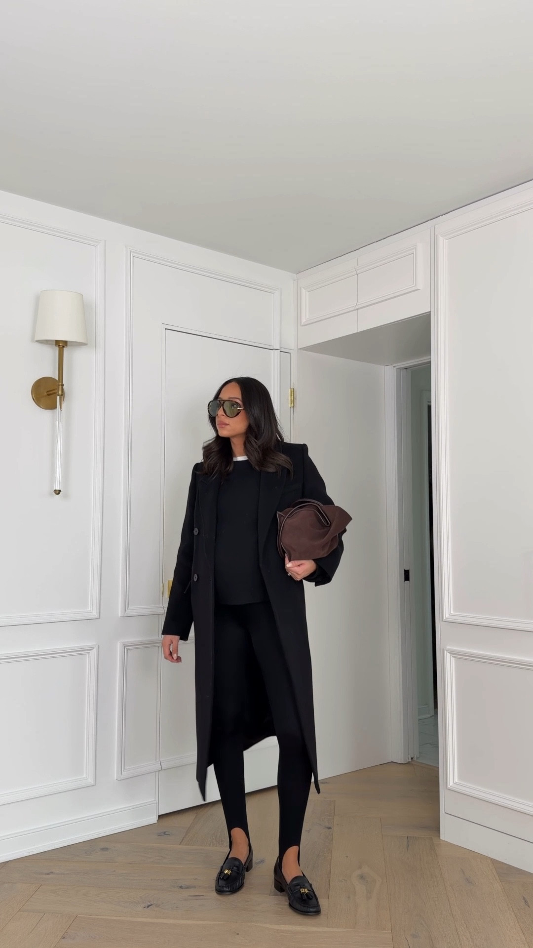 Comfy, casual, but still chic winter outfit! Swap the t-shirt for a long oversized button down and this works for the office too! Size M coat (sized up 1 for the bump), M in cashmere sweater ( sized up for the bump), S in stirrup leggings (lots of stretch - usual size), S tee shirt

#LTKootd #LTKgrwm #LTKBump