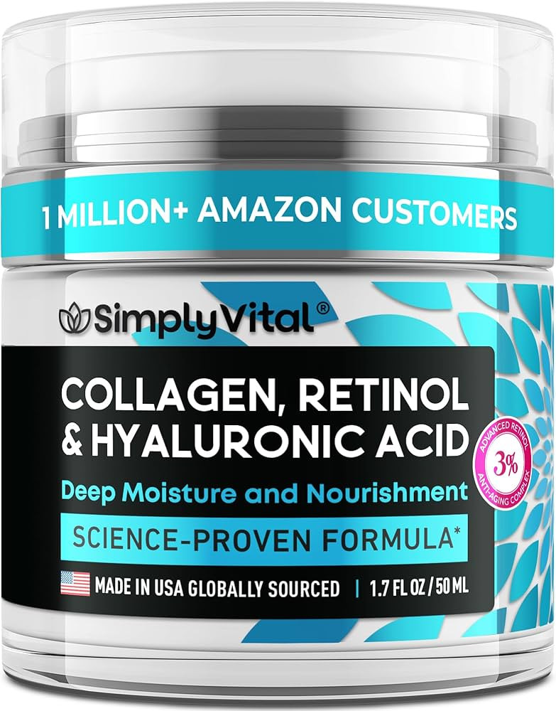 SimplyVital Collagen, Retinol & Hyaluronic Acid Cream - Anti-Aging Face Moisturizer for Face, Fir... | Amazon (US)
