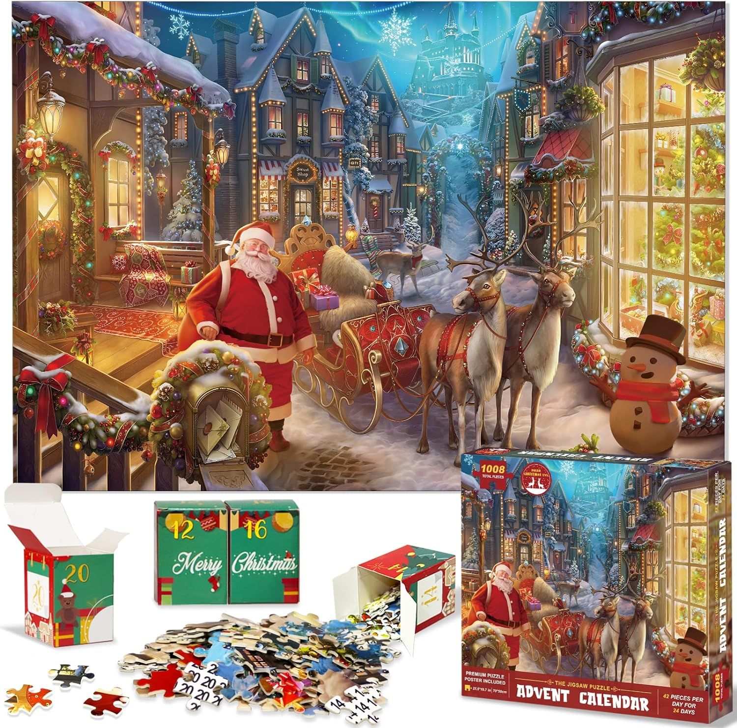 Jigsaw Puzzle Advent Calendar 2023 for Kids and Adults- 1008 Pieces Puzzle 24 Days Christmas Coun... | Amazon (US)