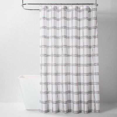 Microfiber Neutral Grid Shower Curtain - Room Essentials™ | Target