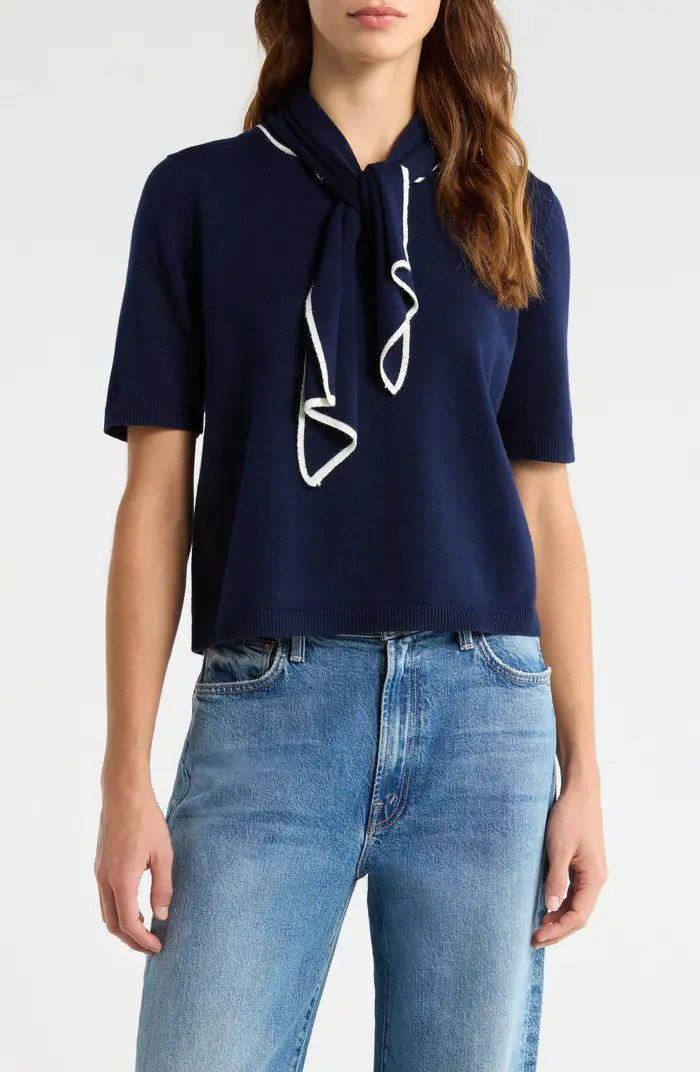 Tipped Tie Neck Sweater | Nordstrom