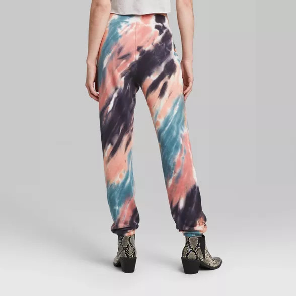 Women's High-Rise Tie Dye SweatPants - Wild fable™ Coral/Blue | Target