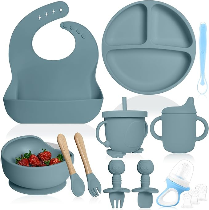 Bluet B- Silicone Baby Feeding Set with Pacifier - Baby Led Weaning Supplies - Baby Spoons, Sucti... | Amazon (US)