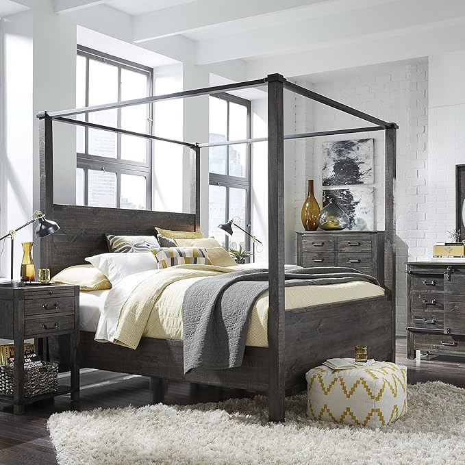 Magnussen Abington Queen Poster Bed in Weathered Charcoal | Amazon (US)