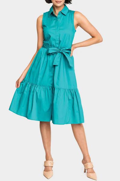 Sleeveless Midi Poplin Shirt Dress | Gibsonlook