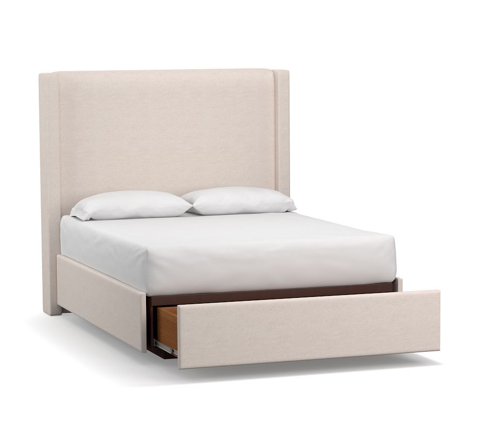 Harper Upholstered Non-Tufted Tall Storage Platform Bed | Pottery Barn (US)