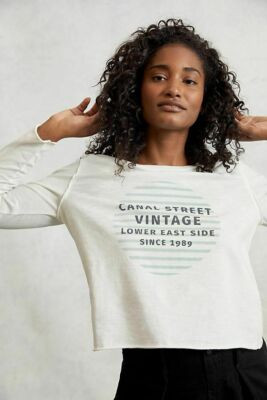 Anthropologie Top L PETULA Cropped T-Shirt CANAL ST VINTAGE Tee East Side NYC | eBay | eBay US