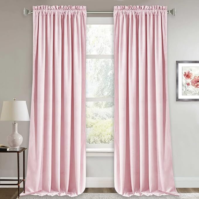 RYB HOME Velvet Curtains for Living Room - Thermal Insulated Curtain Panels for Girls Room Nurser... | Amazon (US)