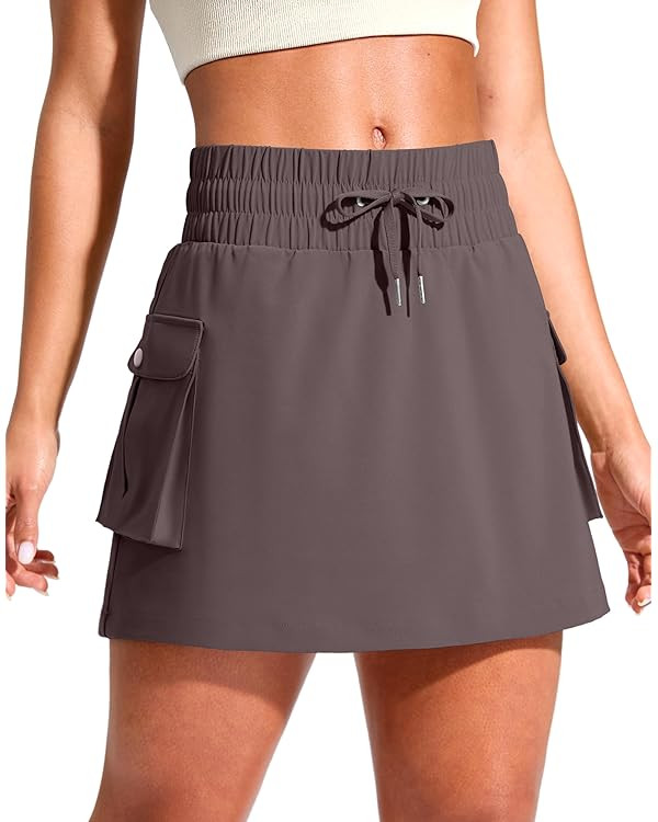 SANTINY 14" Cargo Skorts for Women with 4 Pockets Drawstring High Waisted Golf Hiking Skirt for C... | Amazon (US)