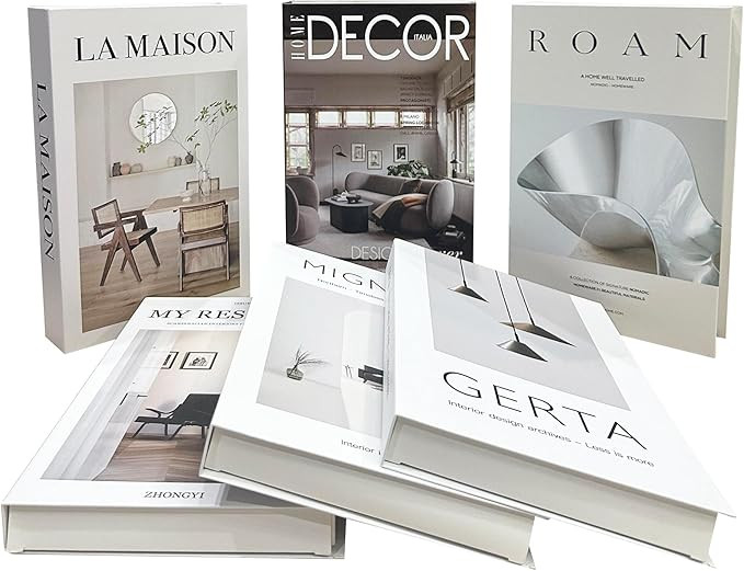 6 PCS Designer Decorative Books | Black, White Faux Books for Coffee Tables, Shelves, Living Room... | Amazon (US)