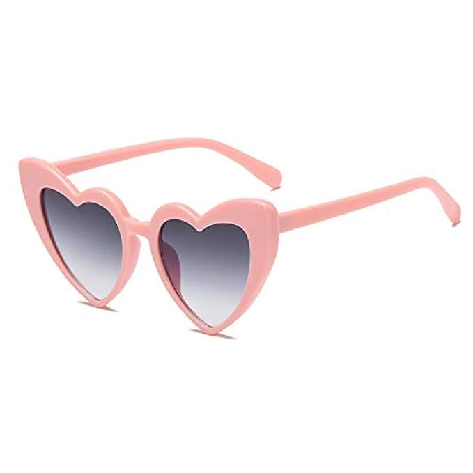 Heart-Shaped Sunglasses Women Vintga Black Pink Red Heart Shape Sun Glasses | Amazon (US)