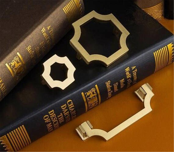 Gold Brass Cabinet Handle Pull Dresser Drawer Knobs Handles Pulls Drop Bail Pulls Shabby Chic Kit... | Etsy (US)