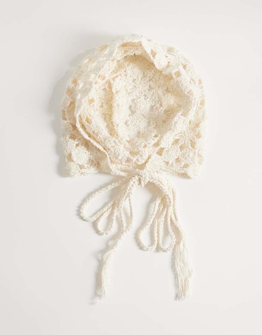 My Accessories flower crochet bonnet in cream-White | ASOS (Global)