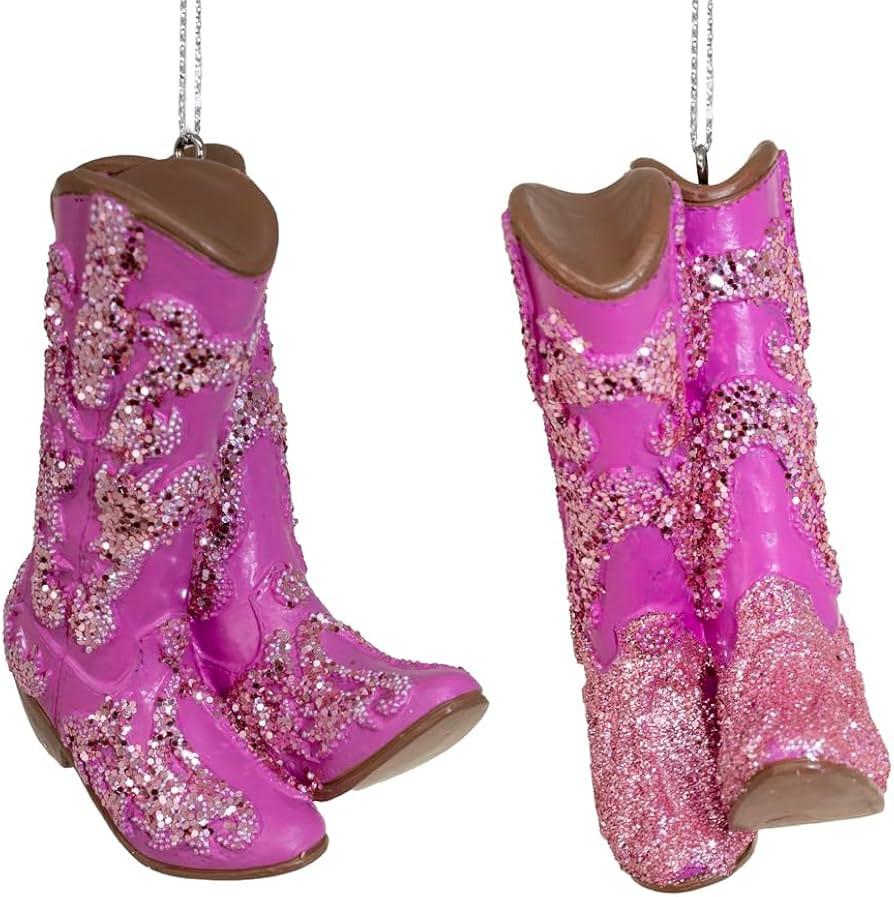 Kurt Adler 3.25 Inch Resin Pink Cowboy Boot Ornaments, Set of 2 | Amazon (US)