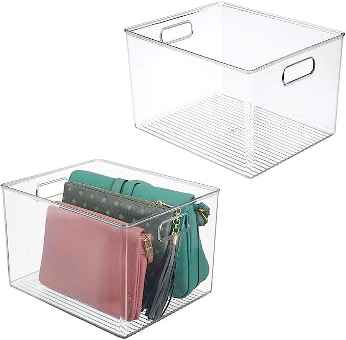 mDesign Plastic Home Storage Basket Bin with Handles for Organizing Closets, Shelves and Cabinets... | Amazon (US)