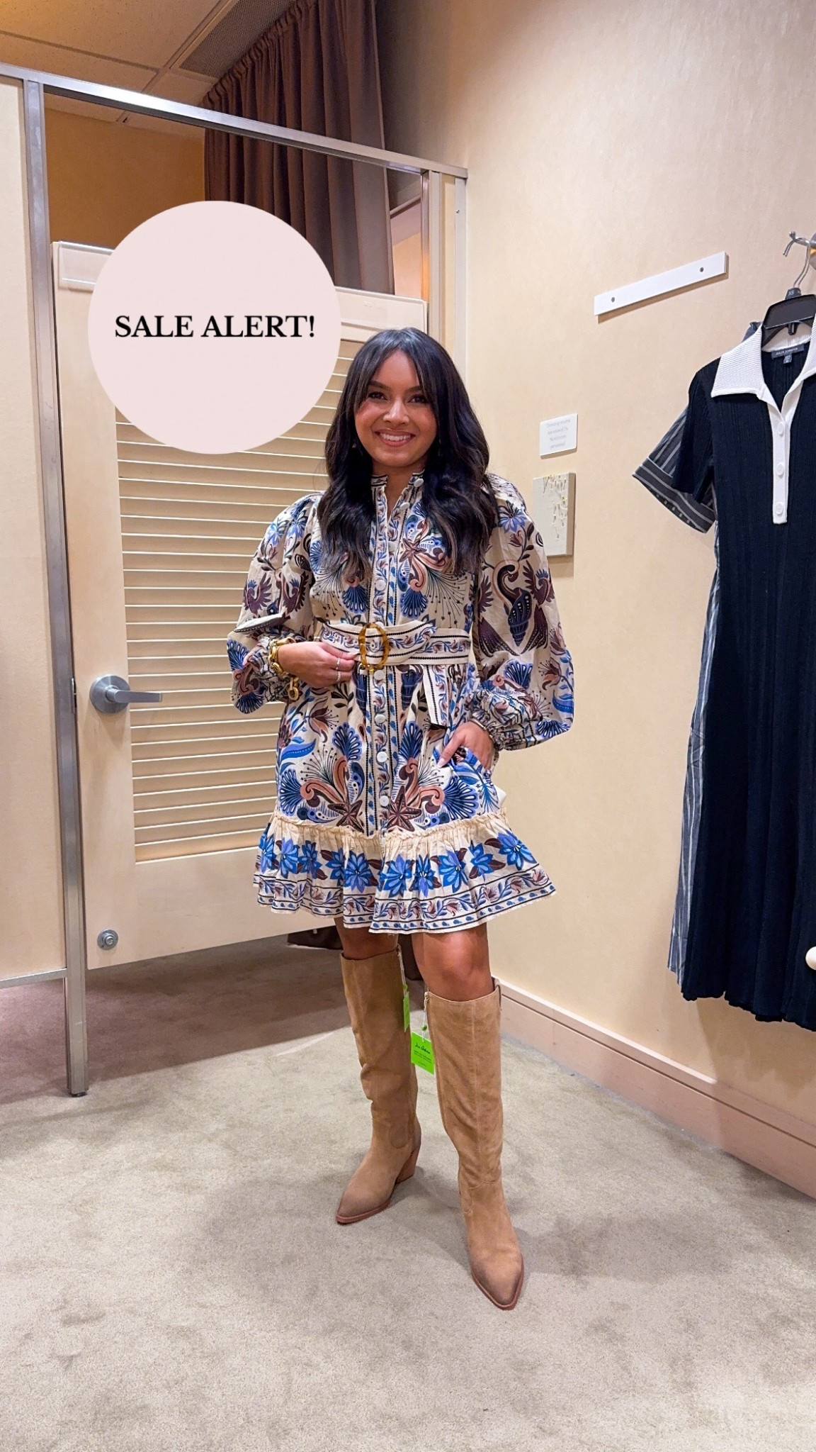 Blue paisley belted dress - size xs here but would prefer xxs 
Boots size 6 - I like to size up a half size in boots so I have room to wear thicker socks in the cooler weather 

#LTKStyleTip #LTKPetite #LTKSaleAlert