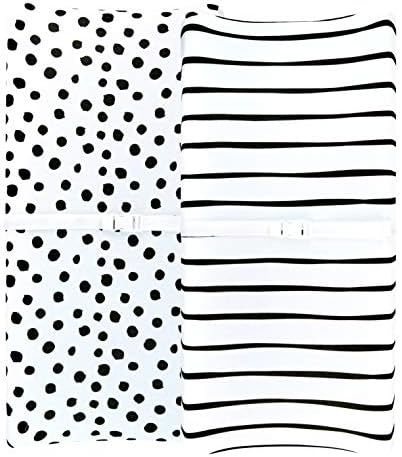 Adrienne Vittadini Bambini Jersey Cotton Change Pad Cover 2 Pack Black Stripes & Dots, Black | Amazon (US)