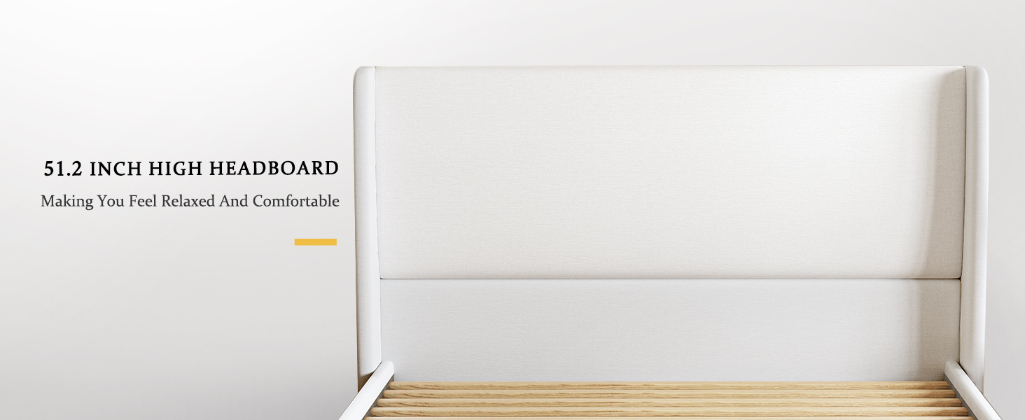 Jocisland King Bed Frame Upholstered Bed Frame and Wingback Headboard/Wood Slat Support/No Box Sp... | Amazon (US)