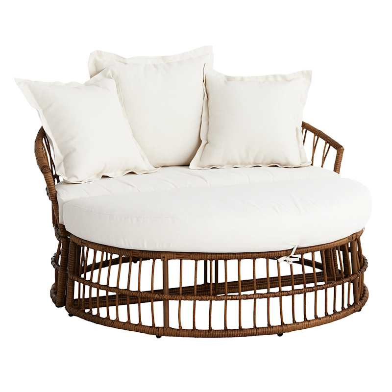 Puebla Day Bed Natural Wicker with Natural Canvas Cushions 2-Piece Set | At Home