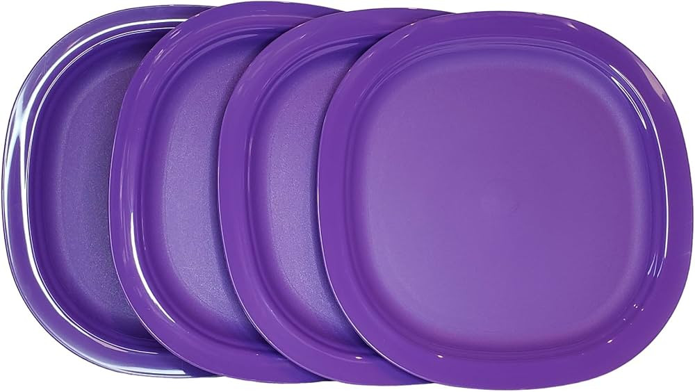 Tupperware Microwave Reheatable Luncheon Plates 9.5" Set of 4 in Purple | Amazon (US)