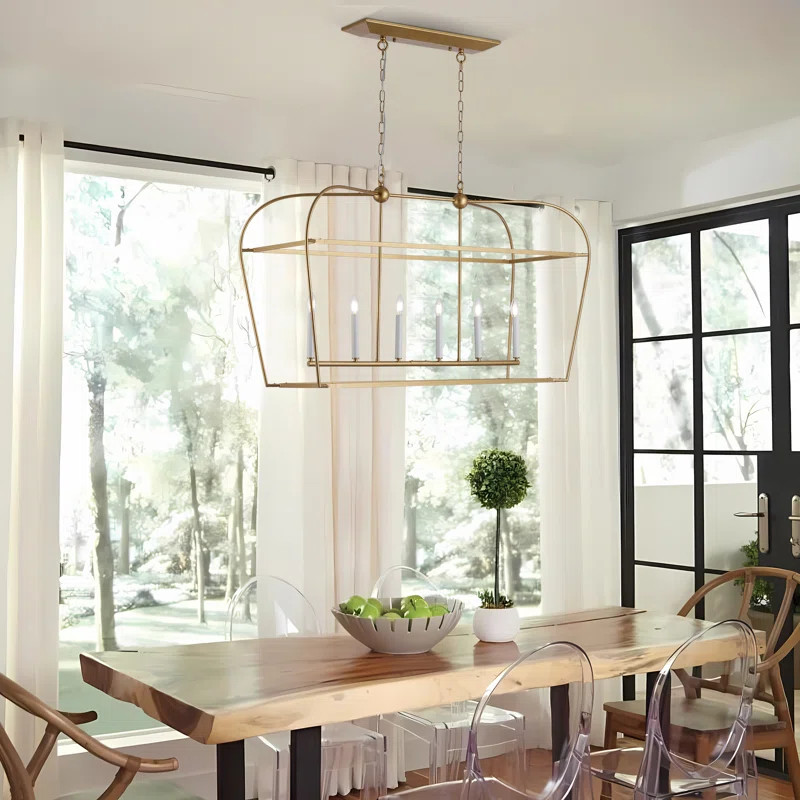 Jesli 6 - Light Farmhouse Large Linear Lantern Open Frame Chandelier | Wayfair North America