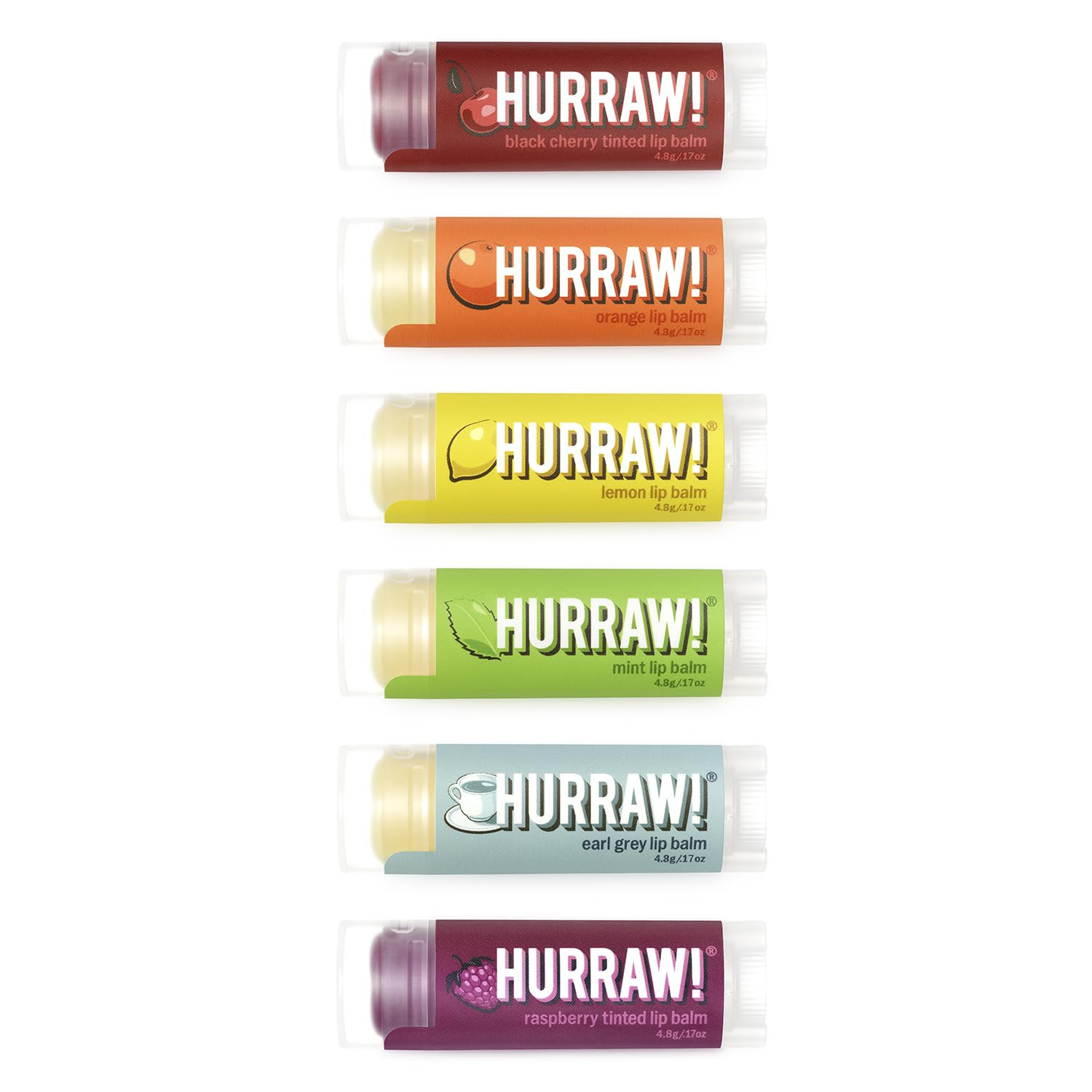Hurraw! Lip Balms Staff Favorites, 6 Balm Bundle Pack: Black Cherry Tinted (Sheer Red Tint), Oran... | Amazon (US)