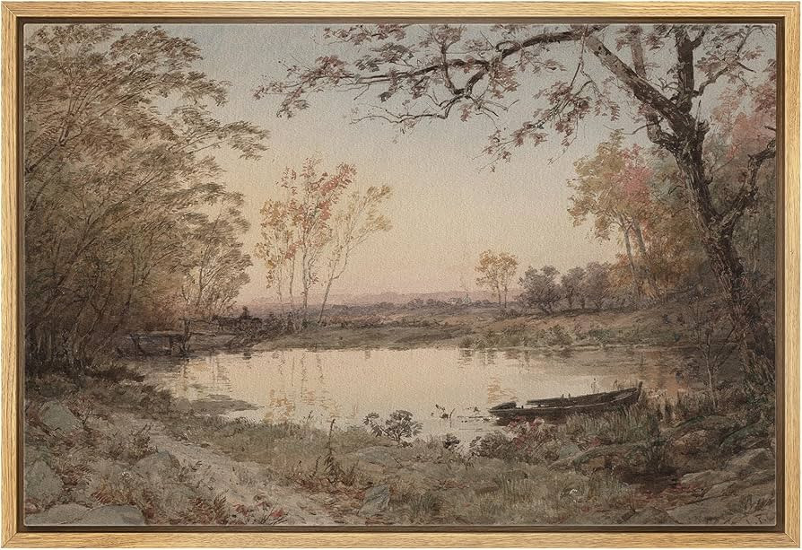 MUDECOR Framed Canvas Print Wall Art Rustic Country Farmhouse Forest Lake Nature Wilderness Antique  | Amazon (US)