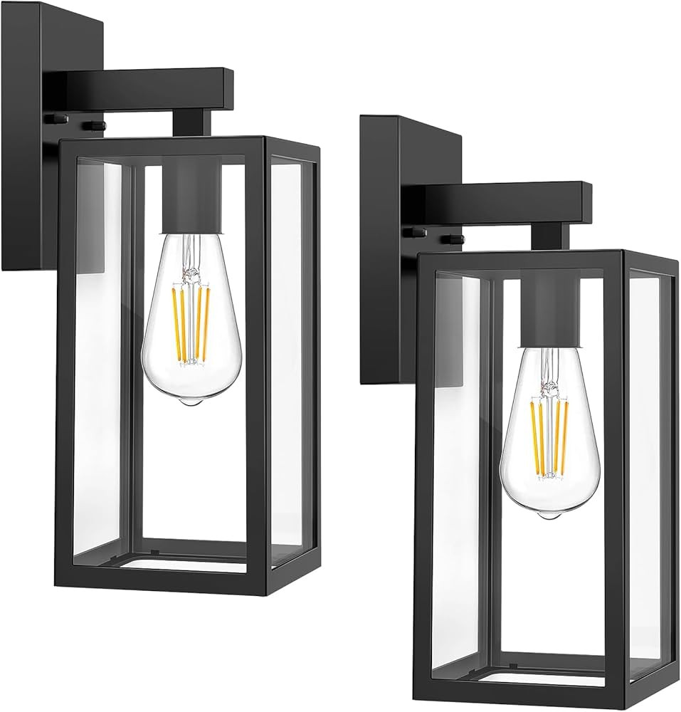 MAXvolador Outdoor Wall Sconce, Exterior Waterproof Wall Lantern Light Fixtures, Black Porch Lights with Toughened Glass, Anti-Rust Wall lamp, 2 Pack | Amazon (US)