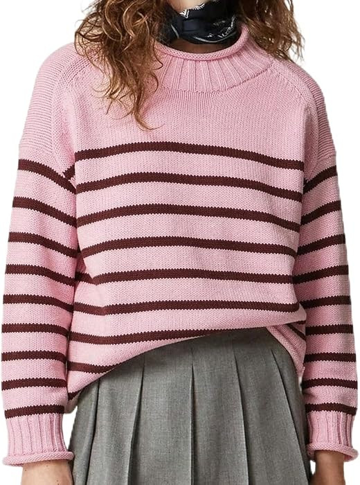 Women's Oversized Roll Neck Sweater Long Sleeve Pullover Fall Casual Tops | Amazon (US)