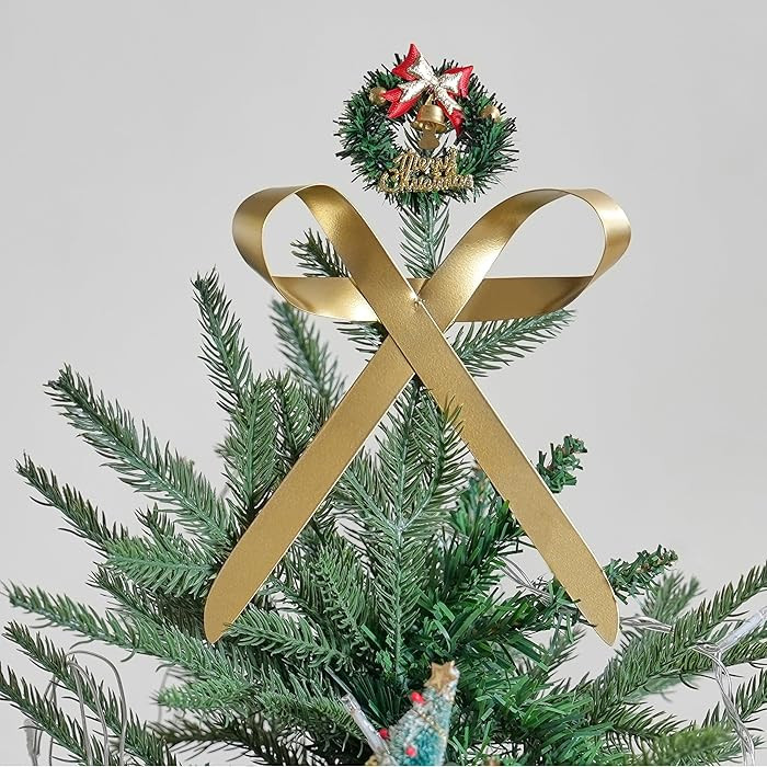 Golden Bow for Christmas Tree Topper, Metal Gold Bow with Clip for Xmas Tree, Wreaths, Garland De... | Amazon (US)