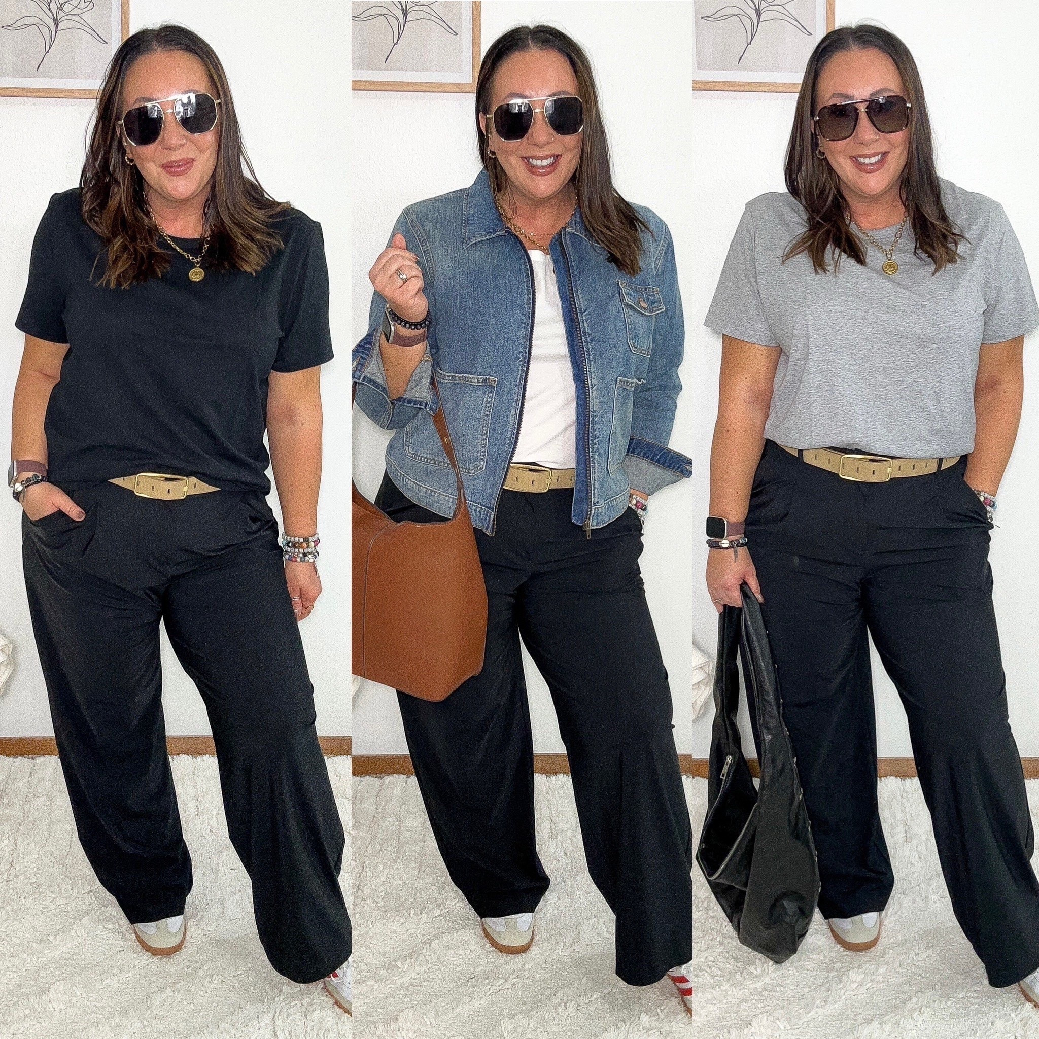 My favorite tees to layer under all the things are on sale for $19! @gap 100% organic tees! These don’t shrink! I wear an xl. I grabbed a few more white ones because I love layering them under sweatshirts and sweaters. So good. Large @oldnavy trouser pants. @target jacket is oos but wearing an xl if you can find it in store! Xl belt  

#LTKOver40 #LTKSaleAlert #LTKMidsize