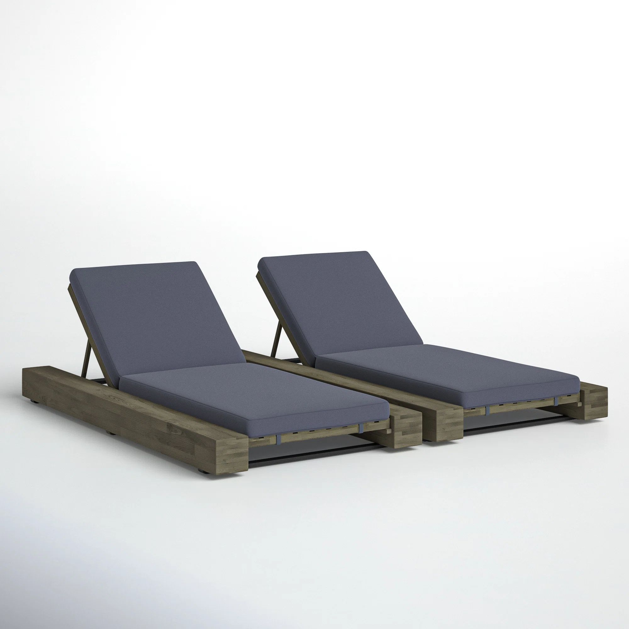 Donnie Outdoor Acacia Chaise Lounge Set (Set of 2) | Wayfair North America