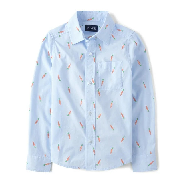 The Children's Place Boys Long Sleeve Woven Button Up Shirt, Sizes XS-XXL | Walmart (US)
