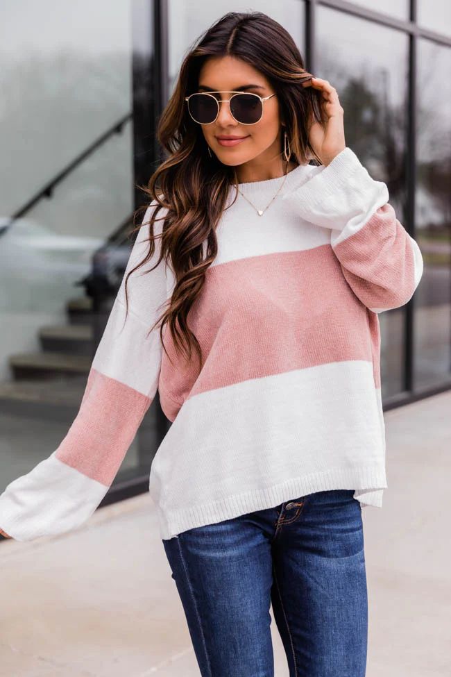 Waiting On The Weekend Colorblock Pullover Pink | The Pink Lily Boutique