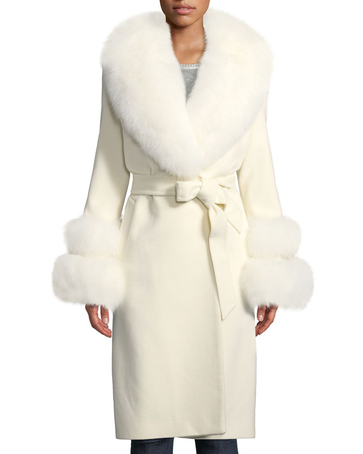 Fur Shawl-Collar & Double-Cuff Coat | Neiman Marcus