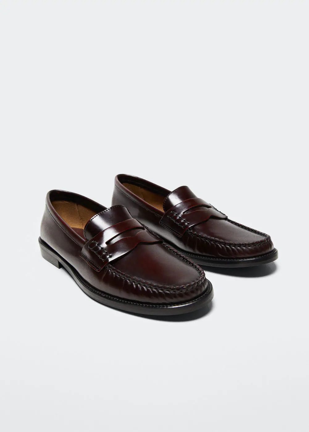 Leather penny loafers -  Women | Mango USA | MANGO (US)