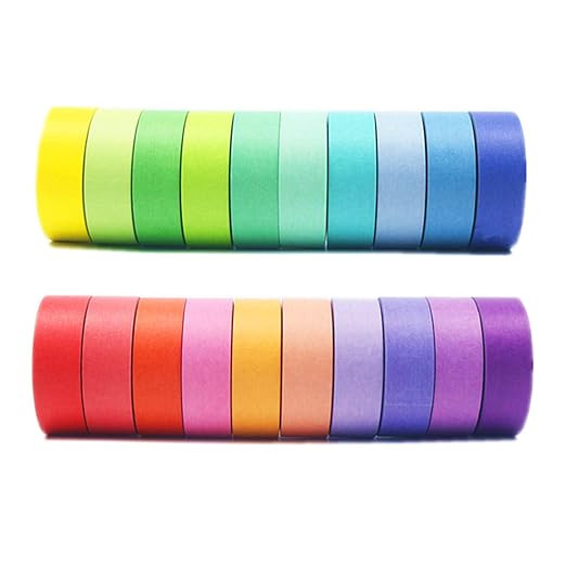 VIVIQUEN Washi Tape Set, 20 Rolls Colored Masking Tape, 15mm Rainbow Pastel Writable Colorful Was... | Amazon (US)
