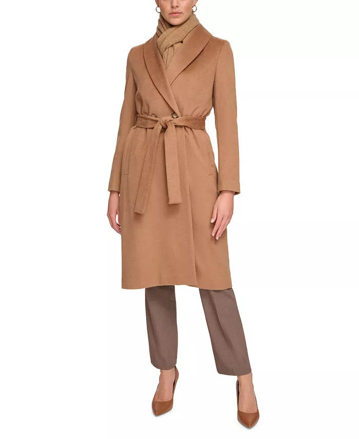 Women's Wool Blend Belted Wrap Coat | Macy's