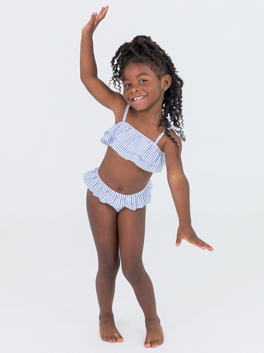 Seersucker Bow Ruffle Bikini | RuffleButts / RuggedButts
