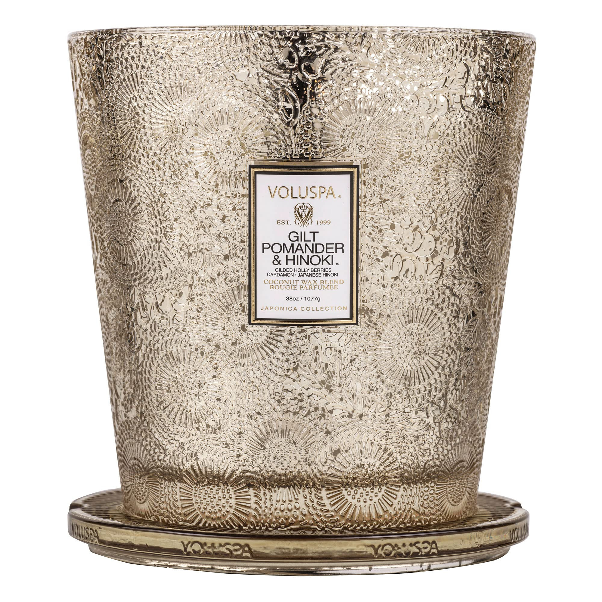 Voluspa Gilt Pomander & Hinoki Candle | 3 Wick Glass Hearth | 38 oz. | Coconut Wax and Natural Wicks | Amazon (US)