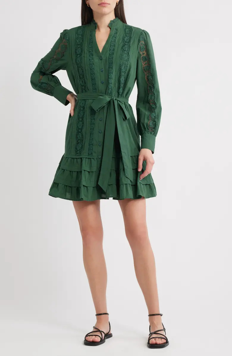 Lace Panel Long Sleeve Minidress | Nordstrom