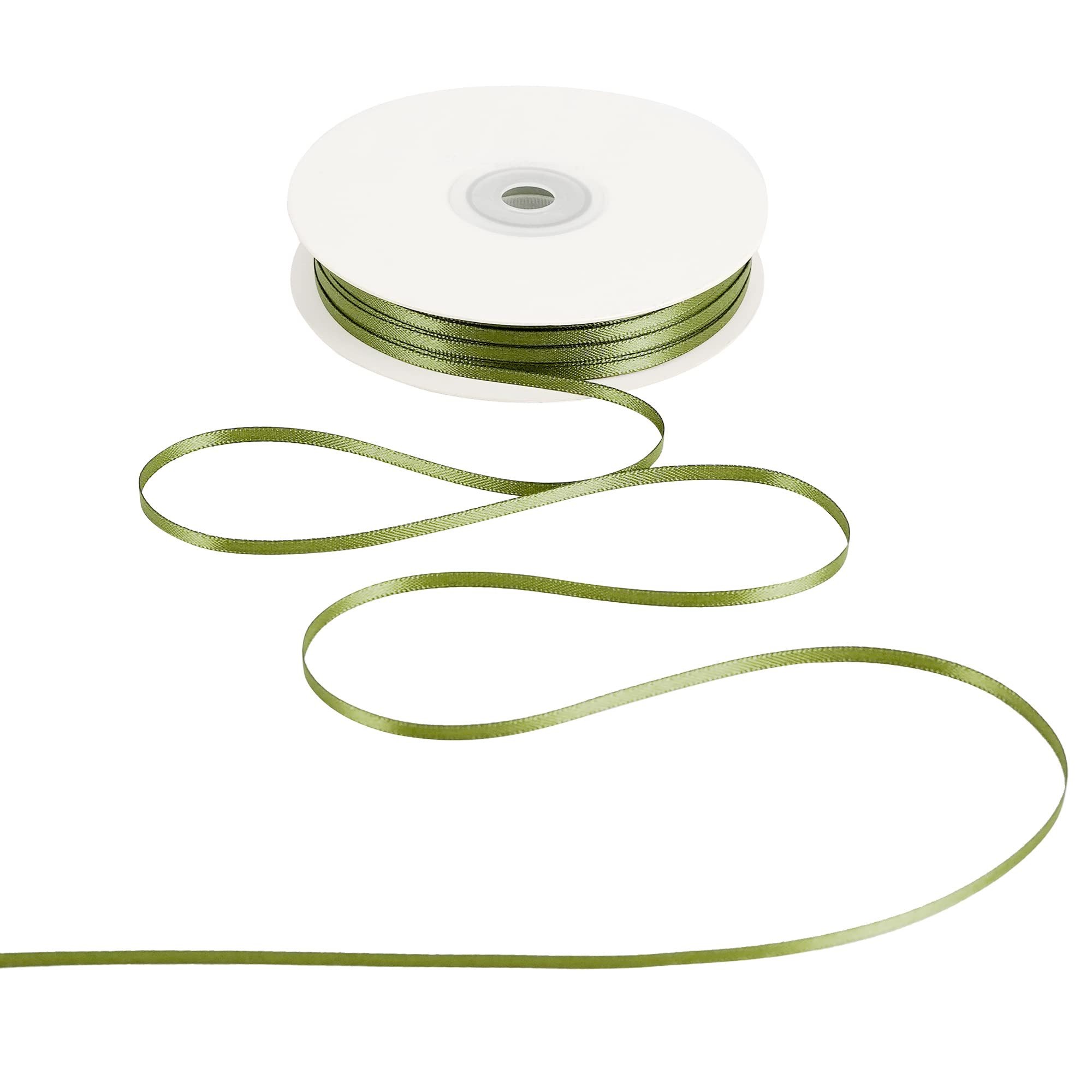 HUIHUANG 1/8 inch Moss Green Ribbon Solid Color Thin Satin Ribbon 100 Yards Double Faced Thin Cra... | Amazon (US)