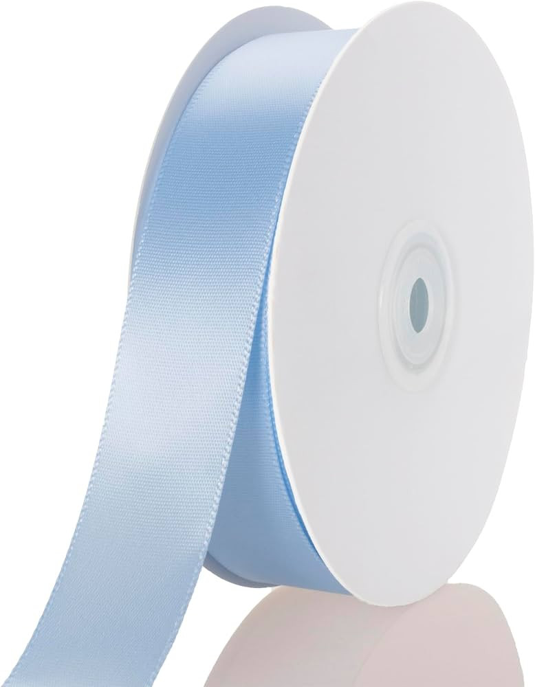 1 Inch Baby Blue Ribbon, 50 Yards Craft Polyester Satin Ribbon Perfect for Gift Wrapping, Handmad... | Amazon (US)