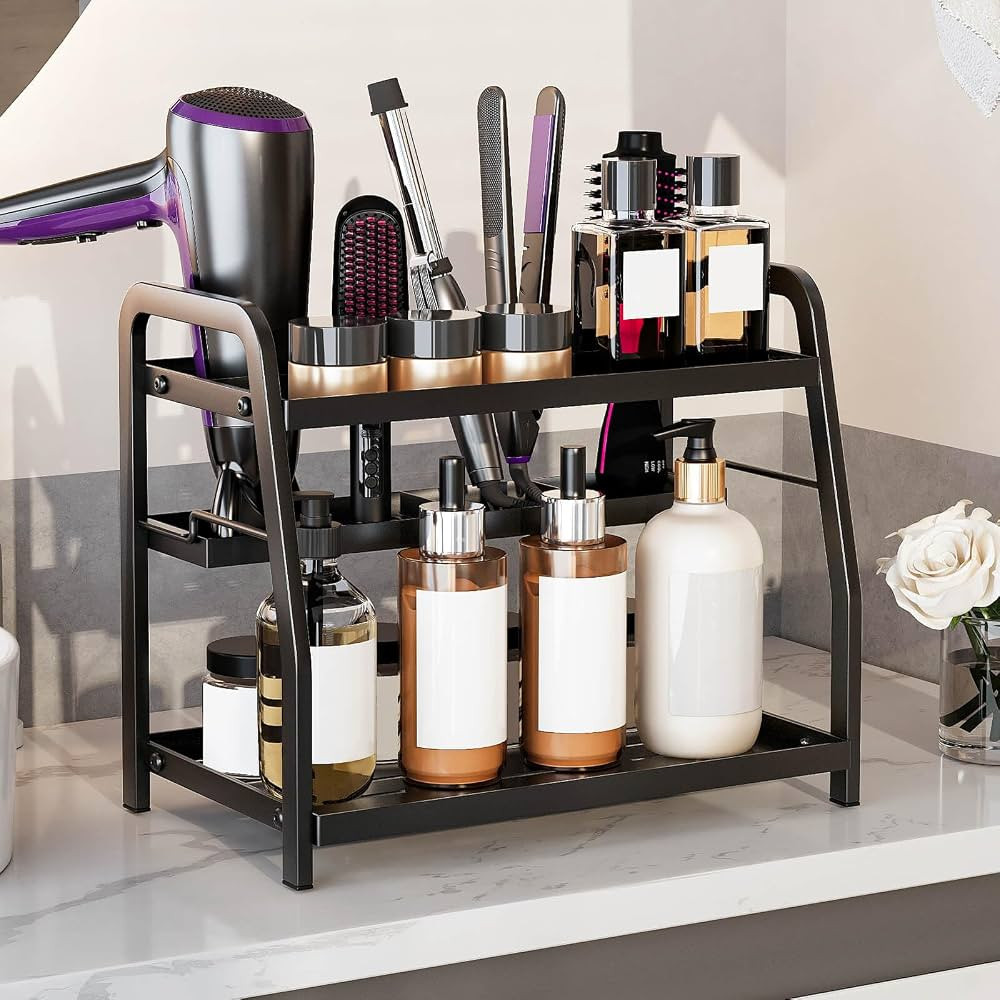 Hair Tool Organizer, 4-in-1 Hair Dryer Holder for Vanity, 2-Tier Large Bathroom Countertop Organi... | Amazon (US)
