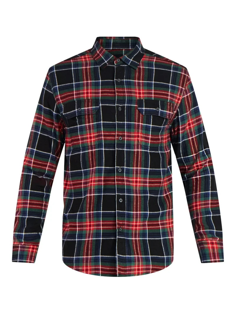 George Men's and Big Men's Double Pocket Flannel Shirt, Sizes XS-3XLT | Walmart (US)